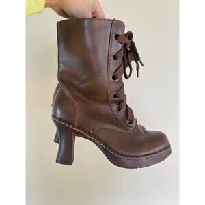 Vtg Y2K Soda vegan leather thick lace up boots Darcie Dr Martens style size 10